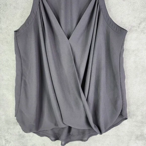 Womens Gray Dainty Hooligan Wrap Front Cami Tank Top V Neck Size L - Picture 3 of 13
